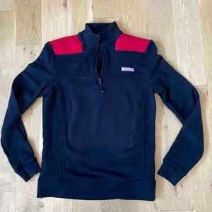 Vineyard Vines Shep Shirt Quarter Zip Pullover Black / Red XS